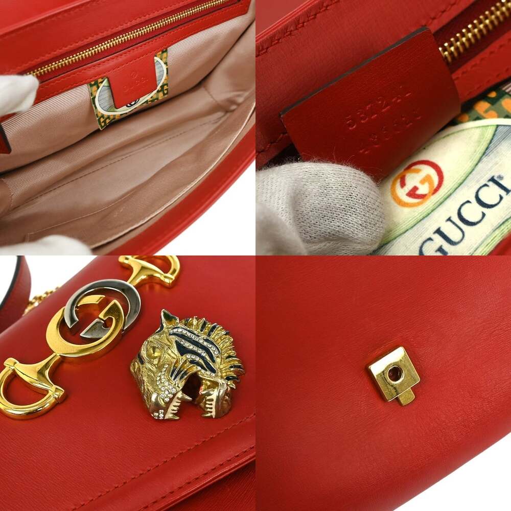 Gucci Leather Rajah Chain Shoulder Bag Red - Picture 3 of 4